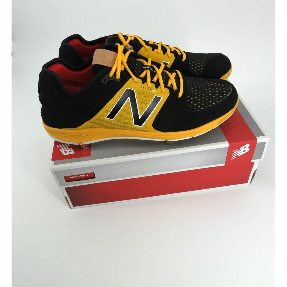 New Balance Men's Black Yellow Baseball Metal Cleats Shoes Size 16 New